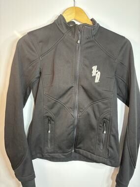 Harley Davidson Womens Hooded Black Fleece Jacket Size XS